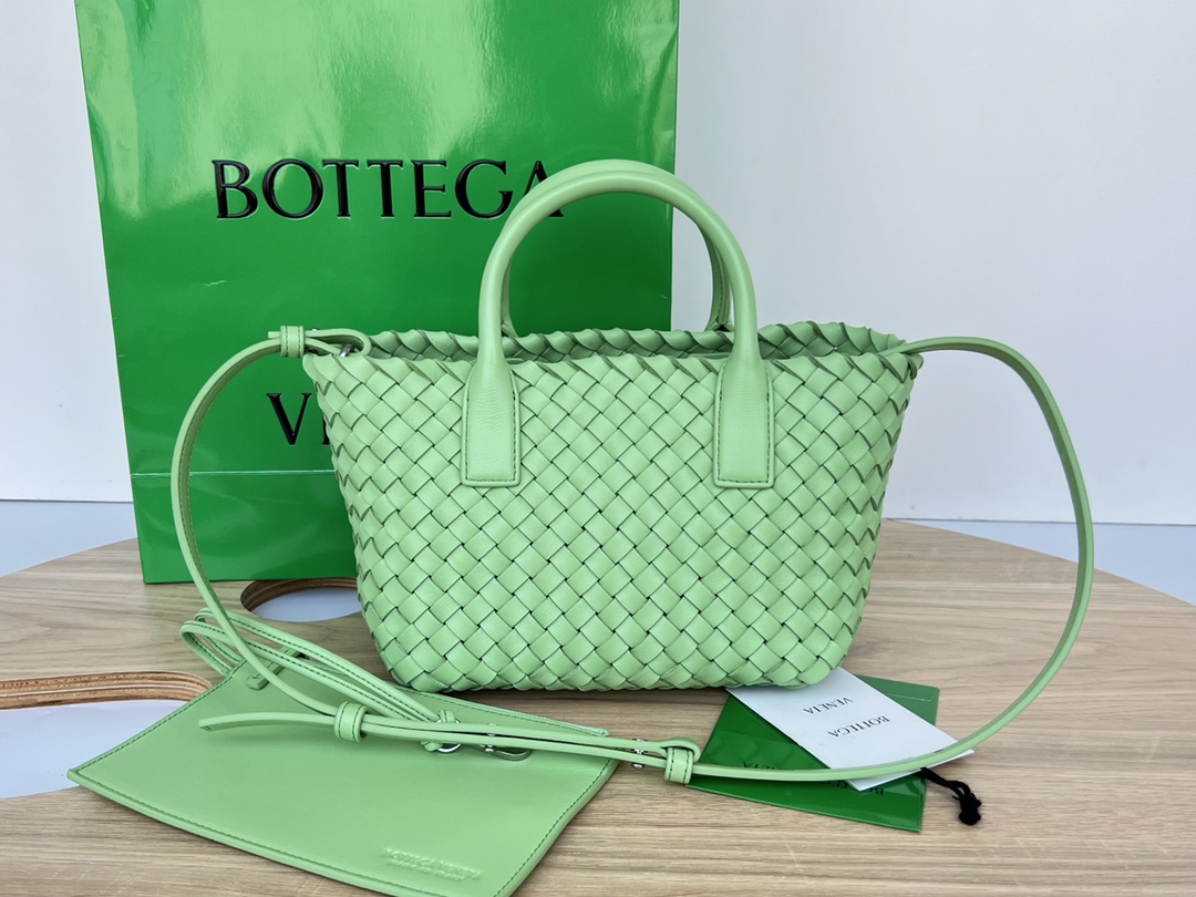 Mini Cabat Intreccio Leather Tote Apple Green